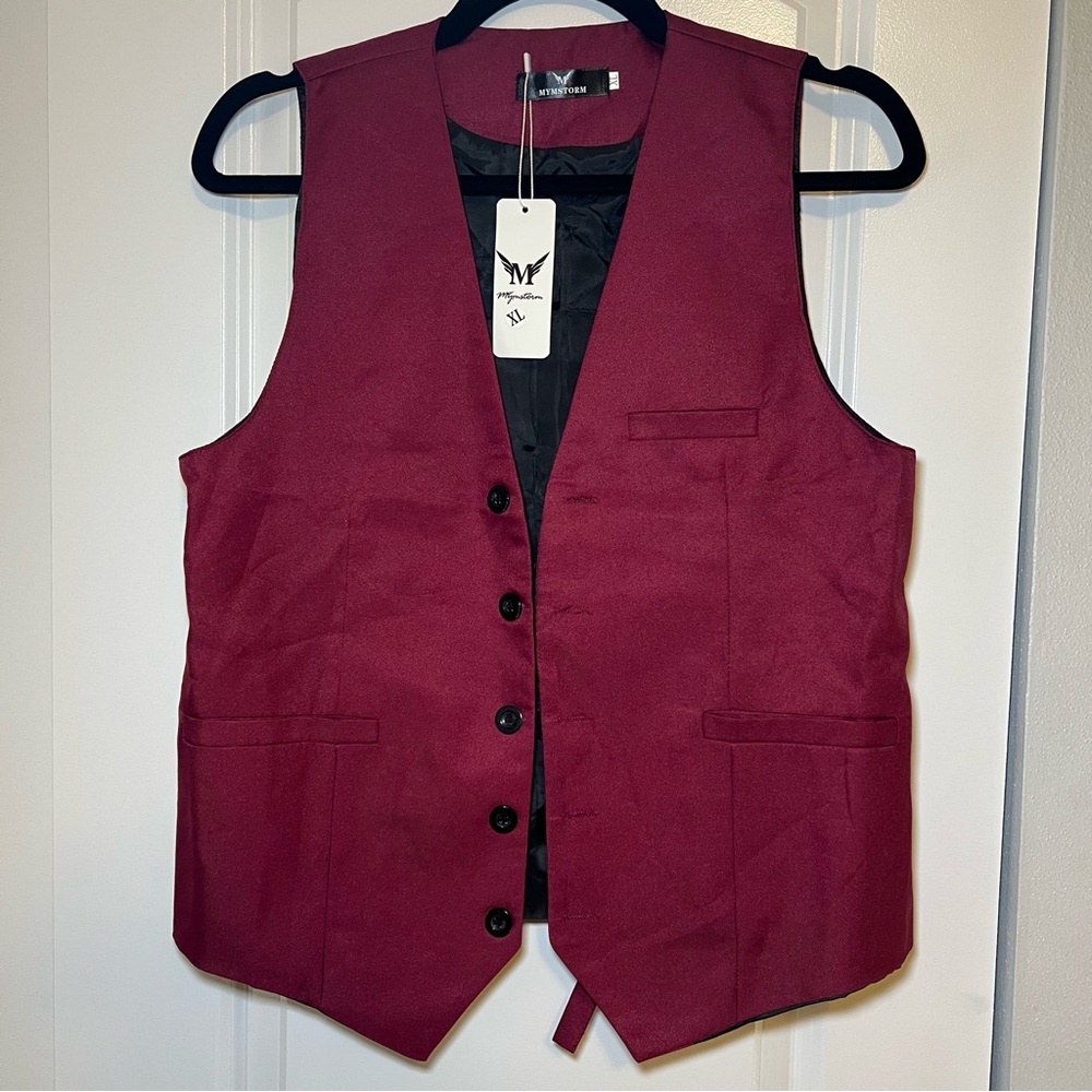 Classy Burgundy Button-Up Vest